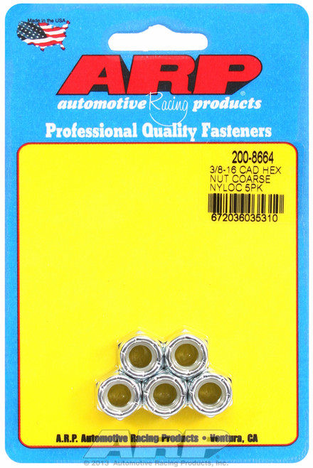 ARP Fastner 3 8-16 cad coarse nyloc hex nut kit 200-8664