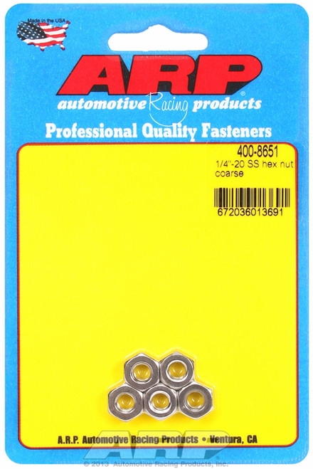 ARP Fastner 1 4-20 SS coarse hex nut kit 400-8651