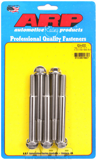 ARP Fastner 7 16-14 X 4.000 hex 1 2 wrenching SS bolts 624-4000