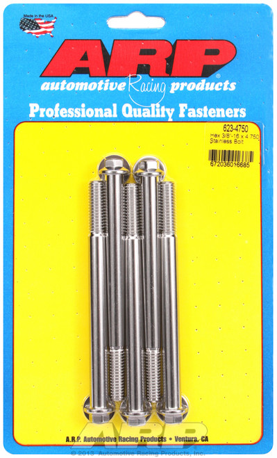 ARP Fastner 3 8-16 x 4.750 hex SS bolts 623-4750