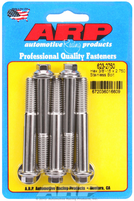 ARP Fastner 3 8-16 x 2.750 hex SS bolts 623-2750