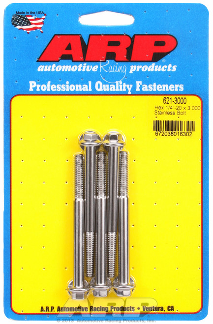 ARP Fastner 1 4-20 x 3.000 hex SS bolts 621-3000