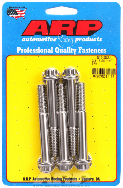 ARP Fastner 3 8-16 x 3.000 12pt 7 16 wrenching SS bolts 615-3000