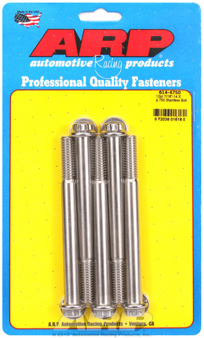 ARP Fastner 7 16-14 X 4.750 12pt 1 2 wrenching SS bolts 614-4750