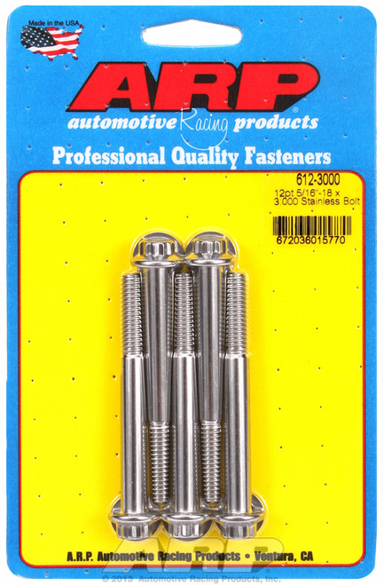 ARP Fastner 5 16-18 x 3.000 12pt SS bolts 612-3000