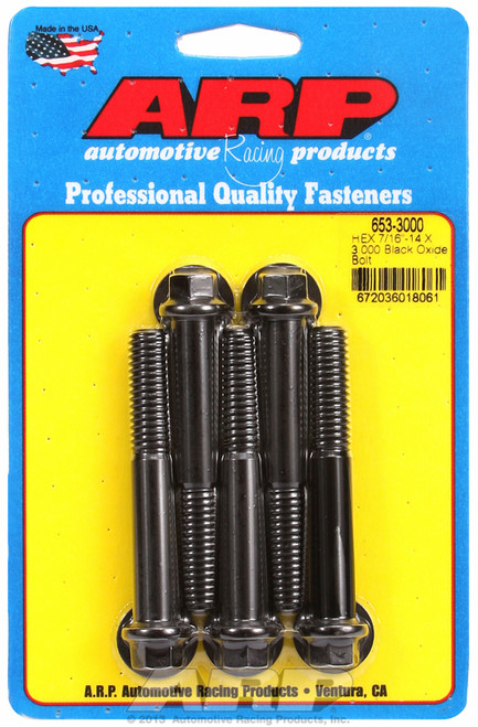 ARP Fastner 7 16-14 X 3.000 hex black oxide bolts 653-3000