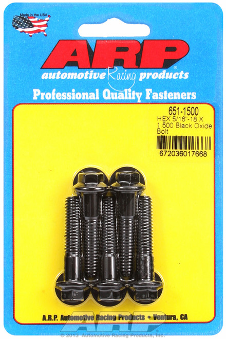 ARP Fastner 5 16-18 X 1.500 hex black oxide bolts 651-1500