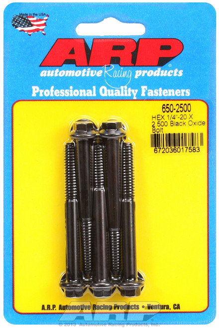 ARP Fastner 1 4-20 X 2.500 hex black oxide bolts 650-2500