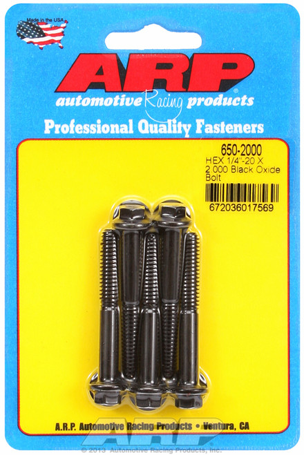 ARP Fastner 1 4-20 X 2.000 hex black oxide bolts 650-2000