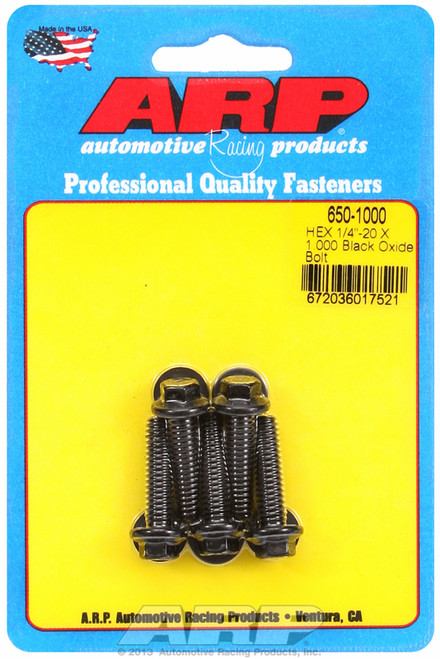 ARP Fastner 1 4-20 X 1.000 hex black oxide bolts 650-1000