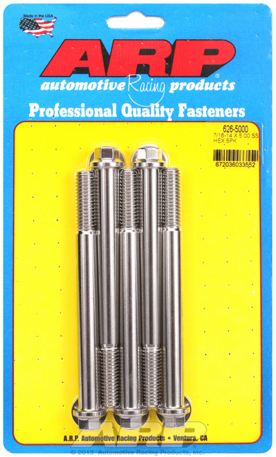 ARP Fastner 7 16-14 X 5.000 hex SS bolts 626-5000