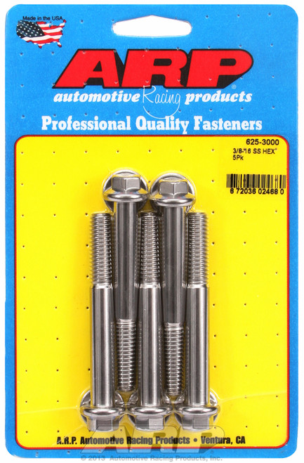 ARP Fastner 3 8-16 x 3.000 hex 7 16 wrenching SS bolts 625-3000