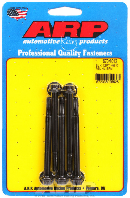 ARP Fastner M6 x 1.00 x 75 12pt black oxide bolts 670-1012