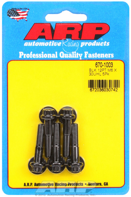 ARP Fastner M6 x 1.00 x 30 12pt black oxide bolts 670-1003
