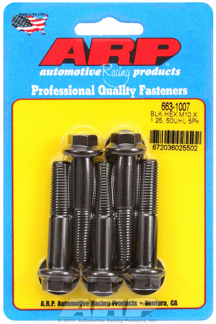 ARP Fastner M10 x 1.25 x 50 hex black oxide bolts 663-1007