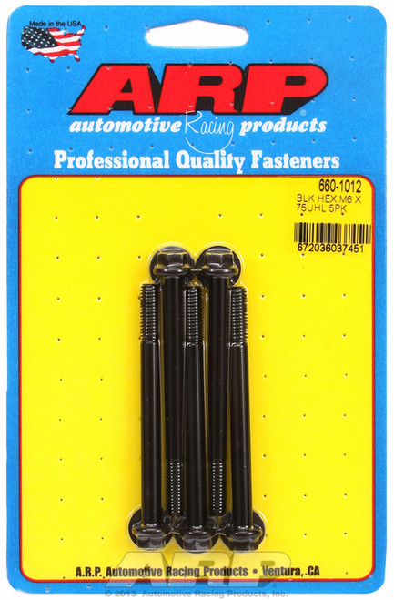 ARP Fastner M6 x 1.00 x 75 hex black oxide bolts 660-1012