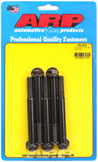 ARP Fastner 7 16-14 X 4.000 hex 1 2 wrenching black oxide bolts 655-4000