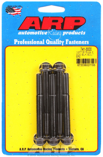 ARP Fastner 5 16-24 x 3.000 12pt black oxide bolts 741-3000