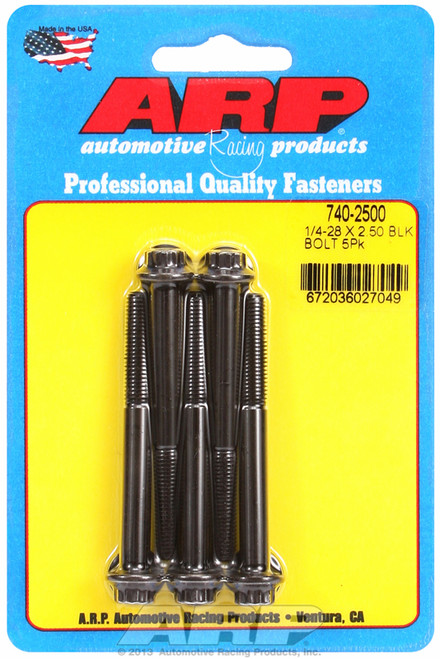 ARP Fastner 1 4-28 x 2.500 12pt black oxide bolts 740-2500
