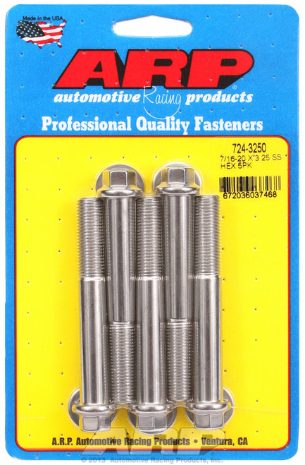 ARP Fastner 7 16-20 x 3.250 hex SS bolts 724-3250