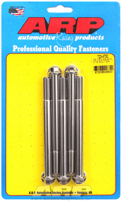 ARP Fastner 3 8-24 x 4.750 hex SS bolts 723-4750