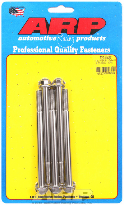ARP Fastner 5 16-24 x 4.500 hex SS bolts 722-4500