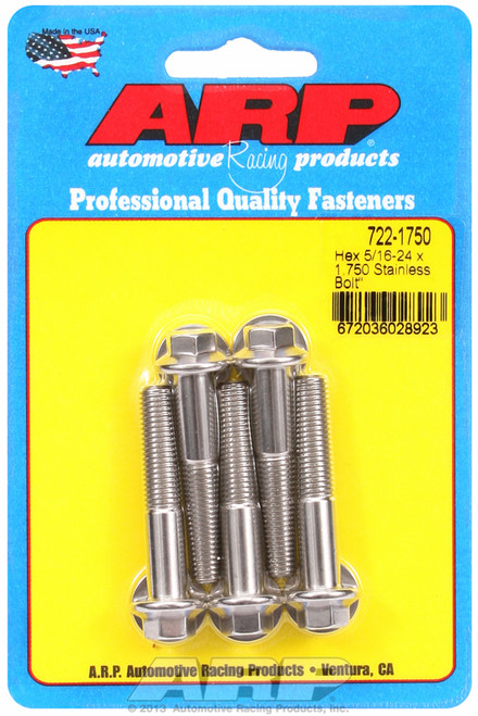 ARP Fastner 5 16-24 x 1.750 hex SS bolts 722-1750