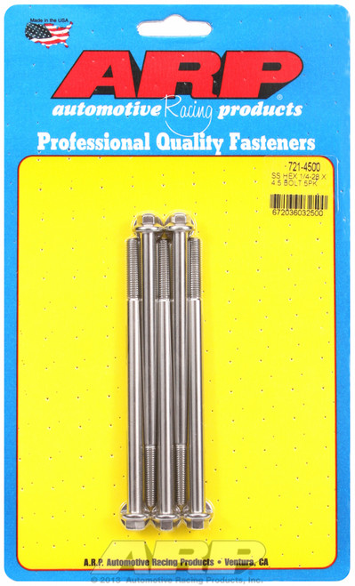 ARP Fastner 1 4-28 x 4.500 hex SS bolts 721-4500
