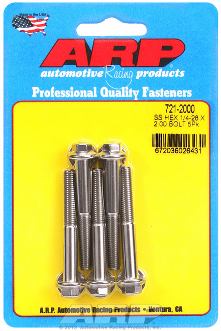 ARP Fastner 1 4-28 x 2.000 hex SS bolts 721-2000