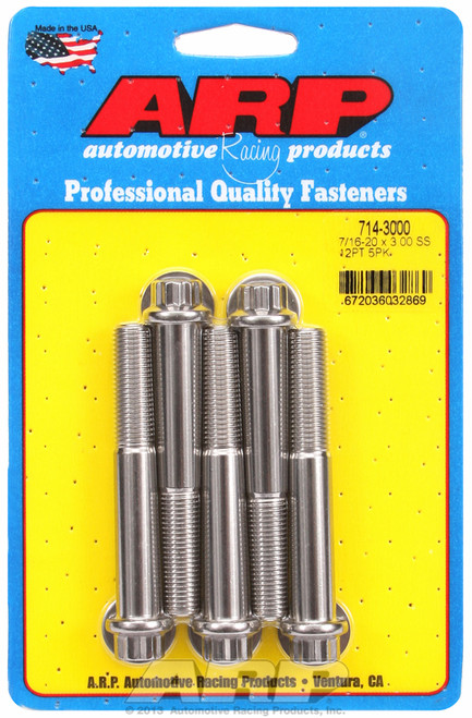ARP Fastner 7 16-20 x 3.000 12pt SS bolts 714-3000