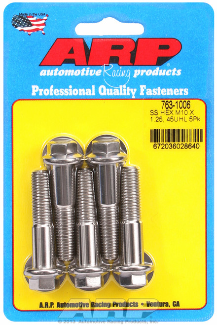 ARP Fastner M10 x 1.25 x 45 hex SS bolts 763-1006