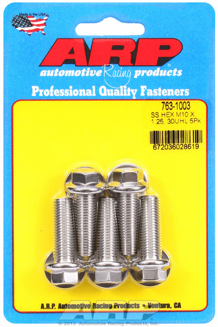 ARP Fastner M10 x 1.25 x 30 hex SS bolts 763-1003