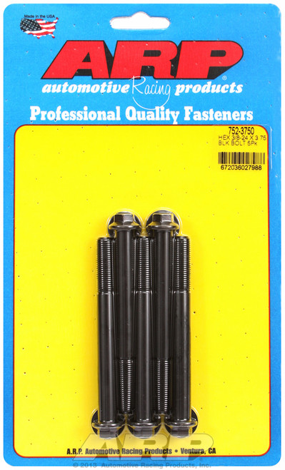 ARP Fastner 3 8-24 x 3.750 hex black oxide bolts 752-3750