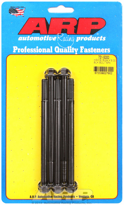 ARP Fastner 5 16-24 x 5.000 hex black oxide bolts 751-5000