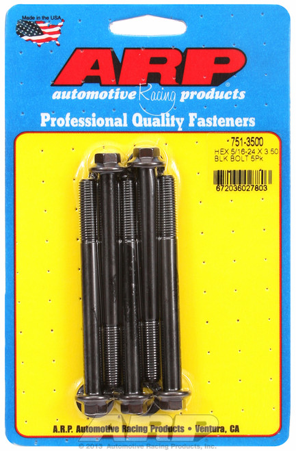 ARP Fastner 5 16-24 x 3.500 hex black oxide bolts 751-3500