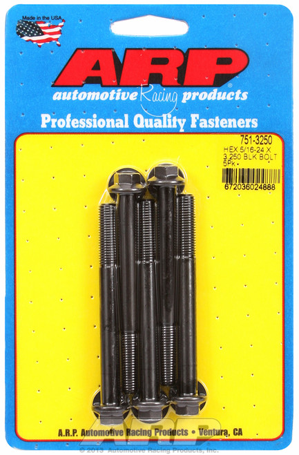 ARP Fastner 5 16-24 x 3.250 hex black oxide bolts 751-3250