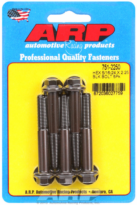 ARP Fastner 5 16-24 x 2.250 hex black oxide bolts 751-2250