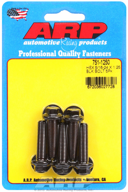 ARP Fastner 5 16-24 x 1.250 hex black oxide bolts 751-1250