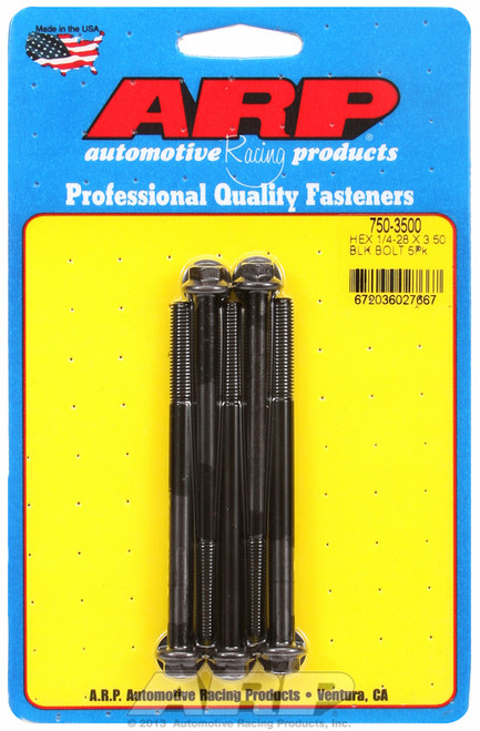 ARP Fastner 1 4-28 x 3.500 hex black oxide bolts 750-3500