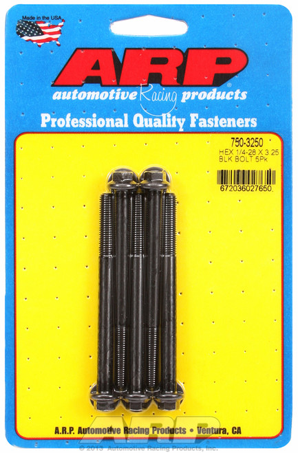 ARP Fastner 1 4-28 x 3.250 hex black oxide bolts 750-3250