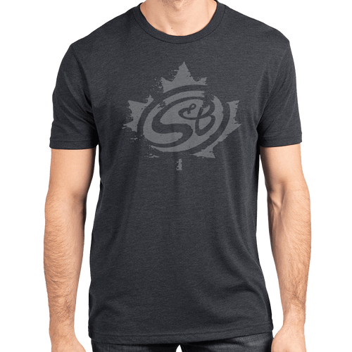 S&B Maple Leaf Logo Tri-Blend Shirt - Vintage Black / Grey