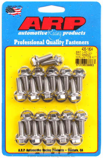 ARP Fastner BB Chevy1-pc oil pan gasket w alum timing cover hex bolt kit 435-1804