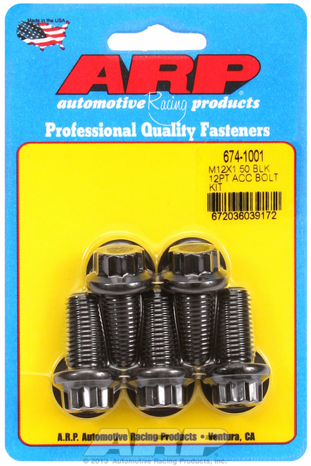 ARP Fastner M12 x 1.50 x 25 12pt black oxide bolts 674-1001