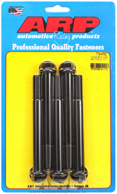 ARP Fastner 1 2-20 x 4.750 hex black oxide bolts 716-4750