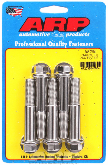 ARP Fastner 1 2-20 x 2.750 hex SS bolts 745-2750