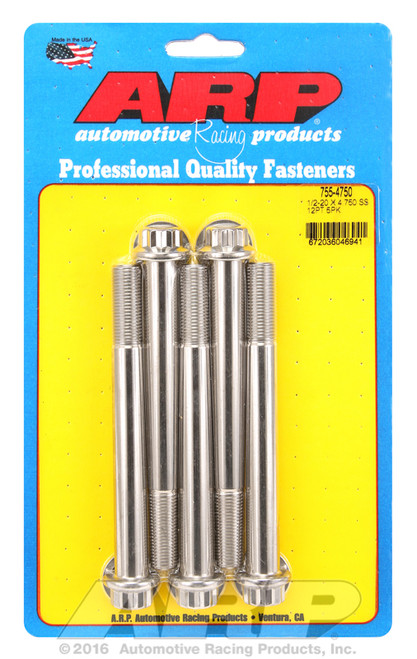 ARP Fastner 1 2-20 x 4.750 12pt SS bolts 755-4750
