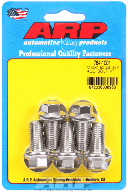 ARP Fastner M12 x 1.50 x 25 hex SS bolts 764-1001