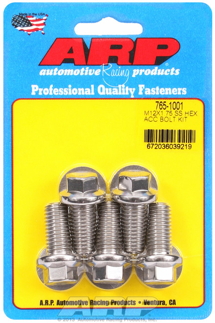 ARP Fastner M12 x 1.75 x 25 hex SS bolts 765-1001