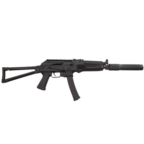 Kalashnikov USA KR-9 AK Rifle - Black | 9mm | 16.25" Barrel w/ Faux Supressor Barrel Shroud | Triangle Folding Stock