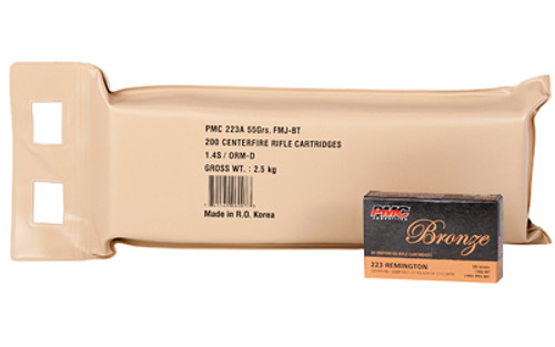 PMC Bronze .223 Remington Rifle Ammo - 55 Grain | FMJ-BT | 200rd Battle Pack